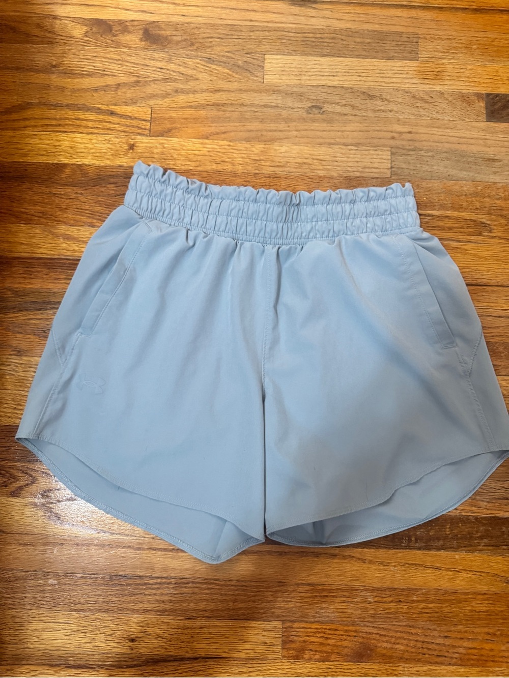 Light Blue UA Women’s Athletic Shorts with Elastic Waistband